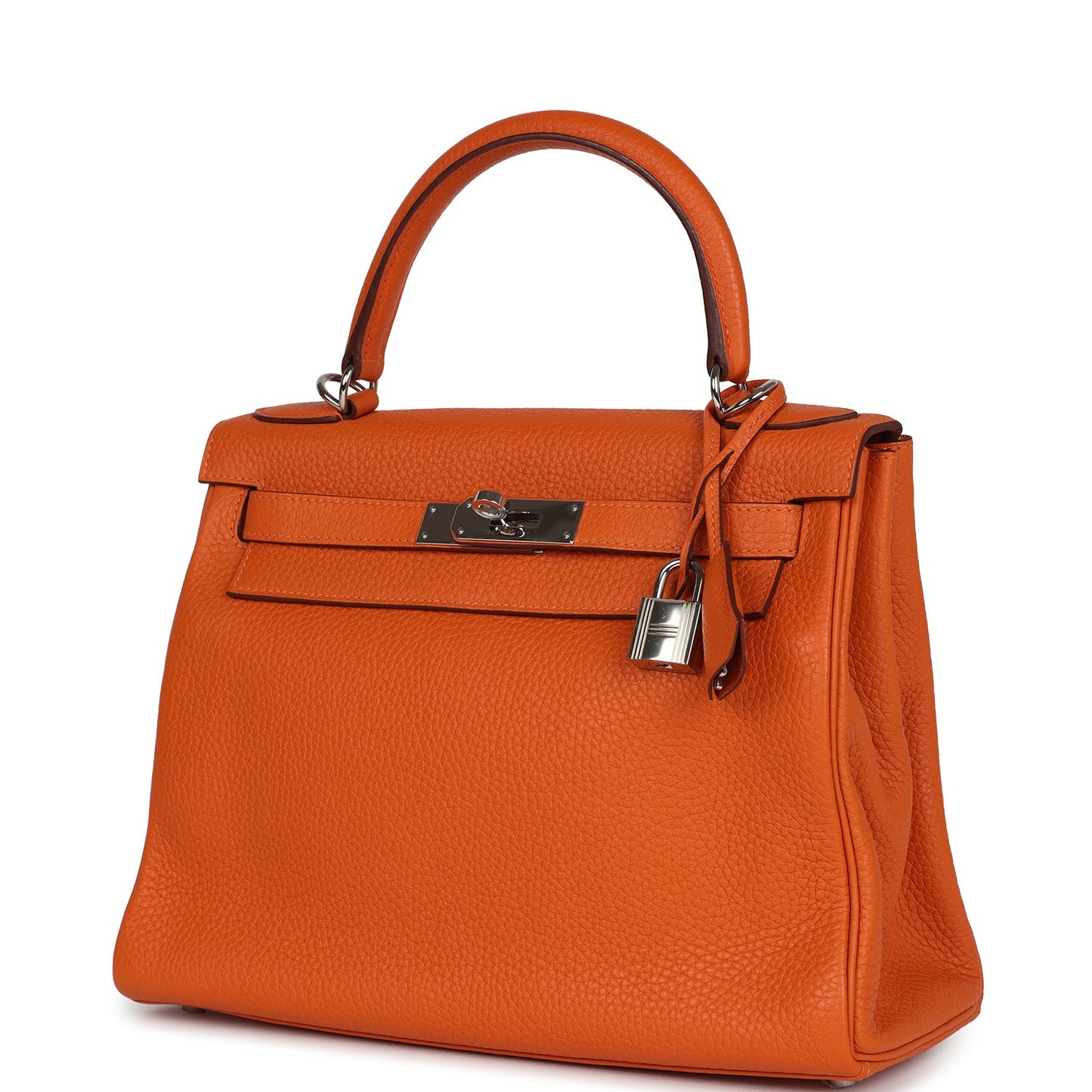 Hermes Special Order (HSS) Kelly Retourne 28 Orange Togo Palladium Hardware
