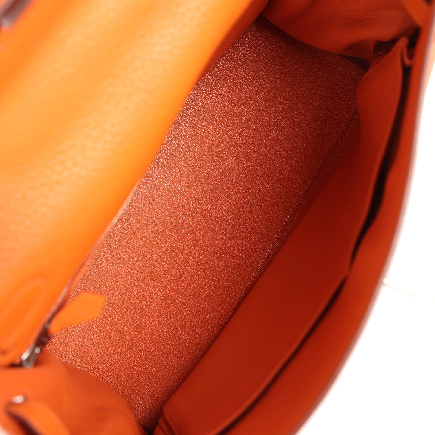 Hermes Special Order (HSS) Kelly Retourne 28 Orange Togo Palladium Hardware