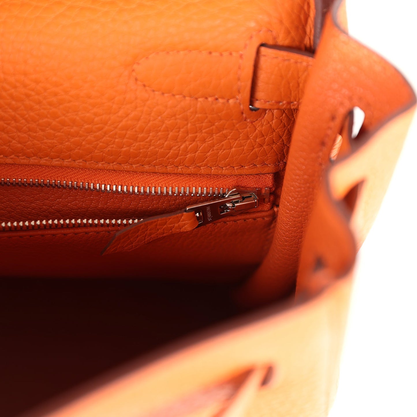 Hermes Special Order (HSS) Kelly Retourne 28 Orange Togo Palladium Hardware