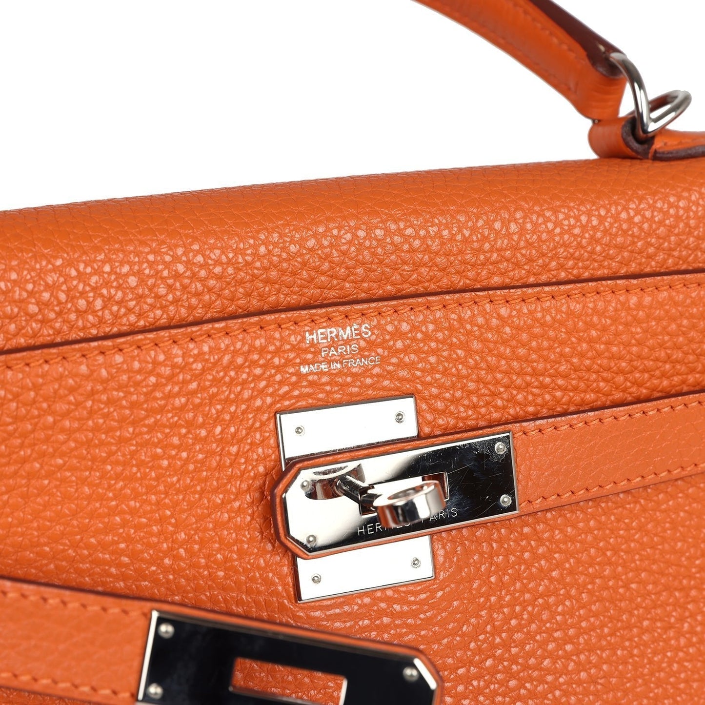 Hermes Kelly Retourne 28 Orange Togo Palladium Hardware
