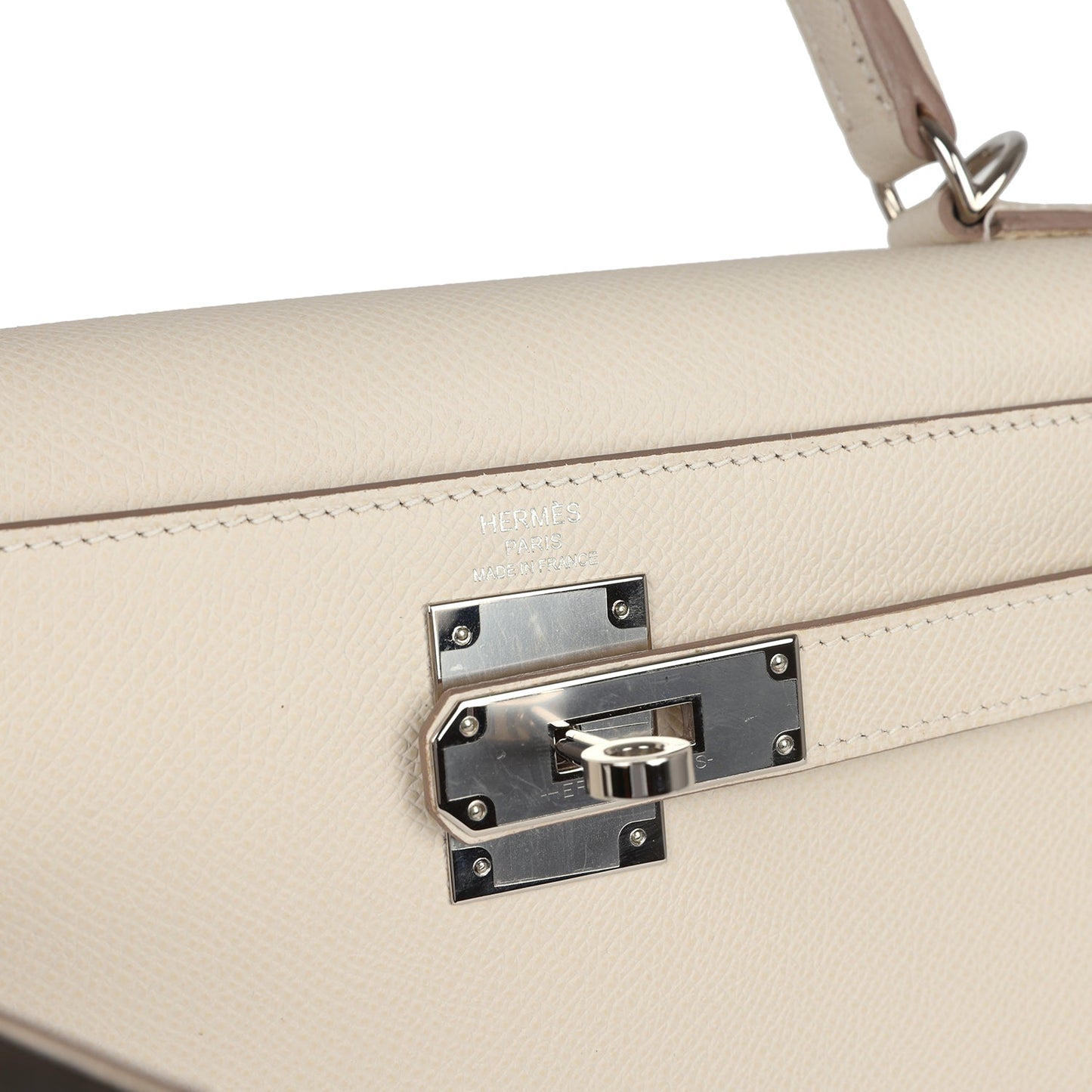 Hermes Kelly Sellier 28 Craie Epsom Palladium Hardware