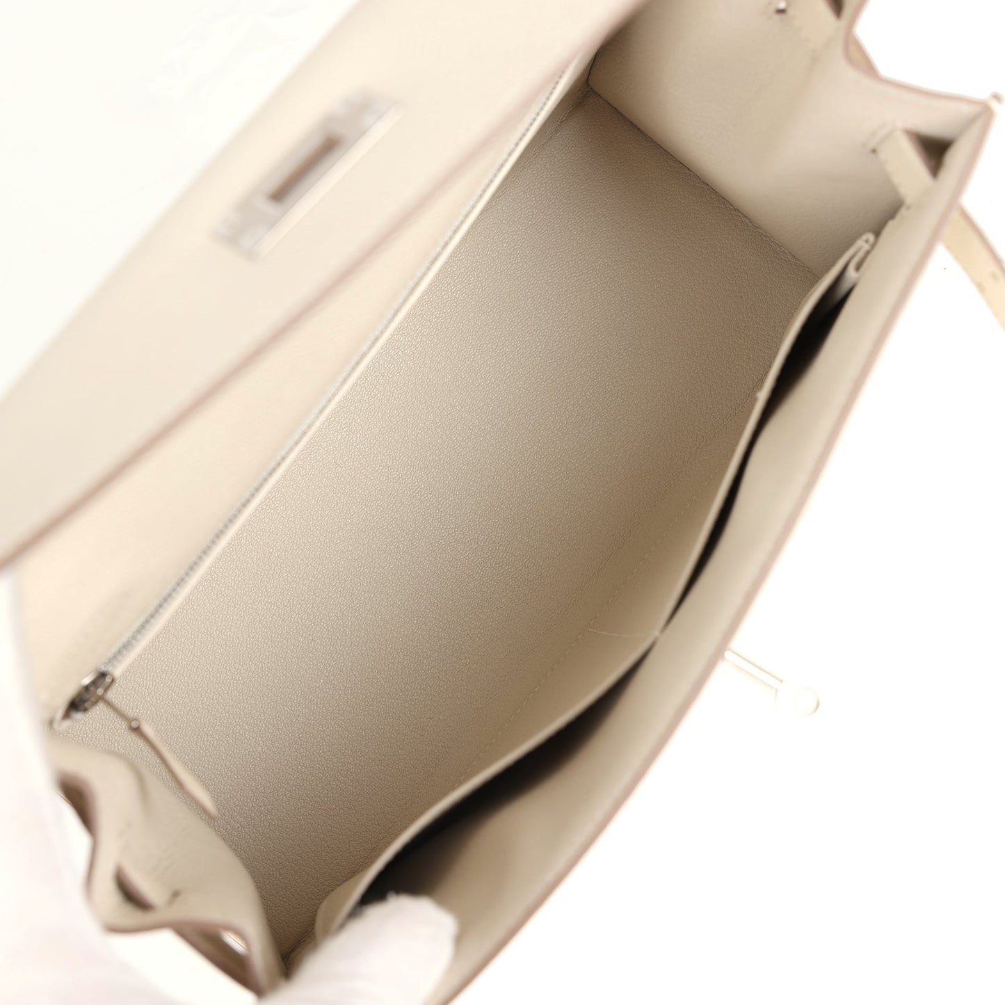 Hermes Kelly Sellier 28 Craie Epsom Palladium Hardware