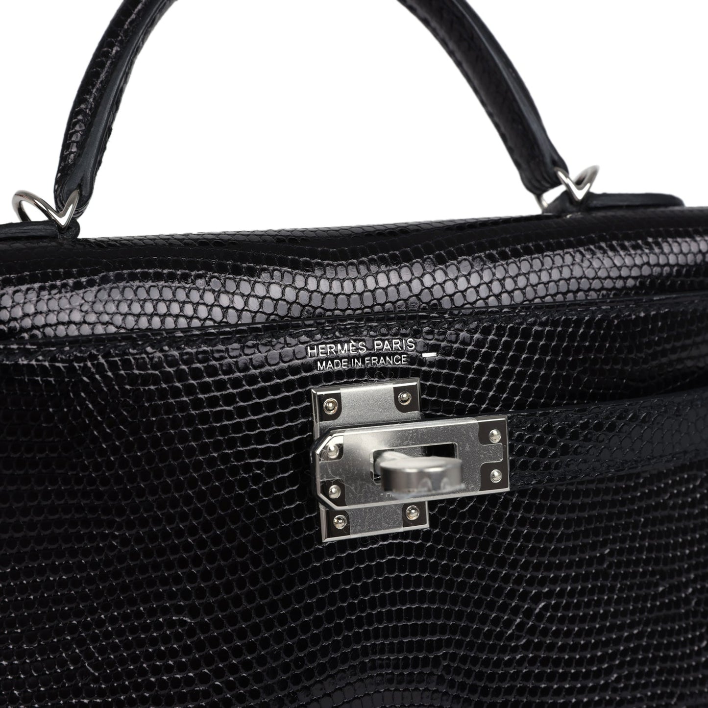 Hermes Kelly Sellier 20 Black Varanus Niloticus Lizard Palladium Hardware