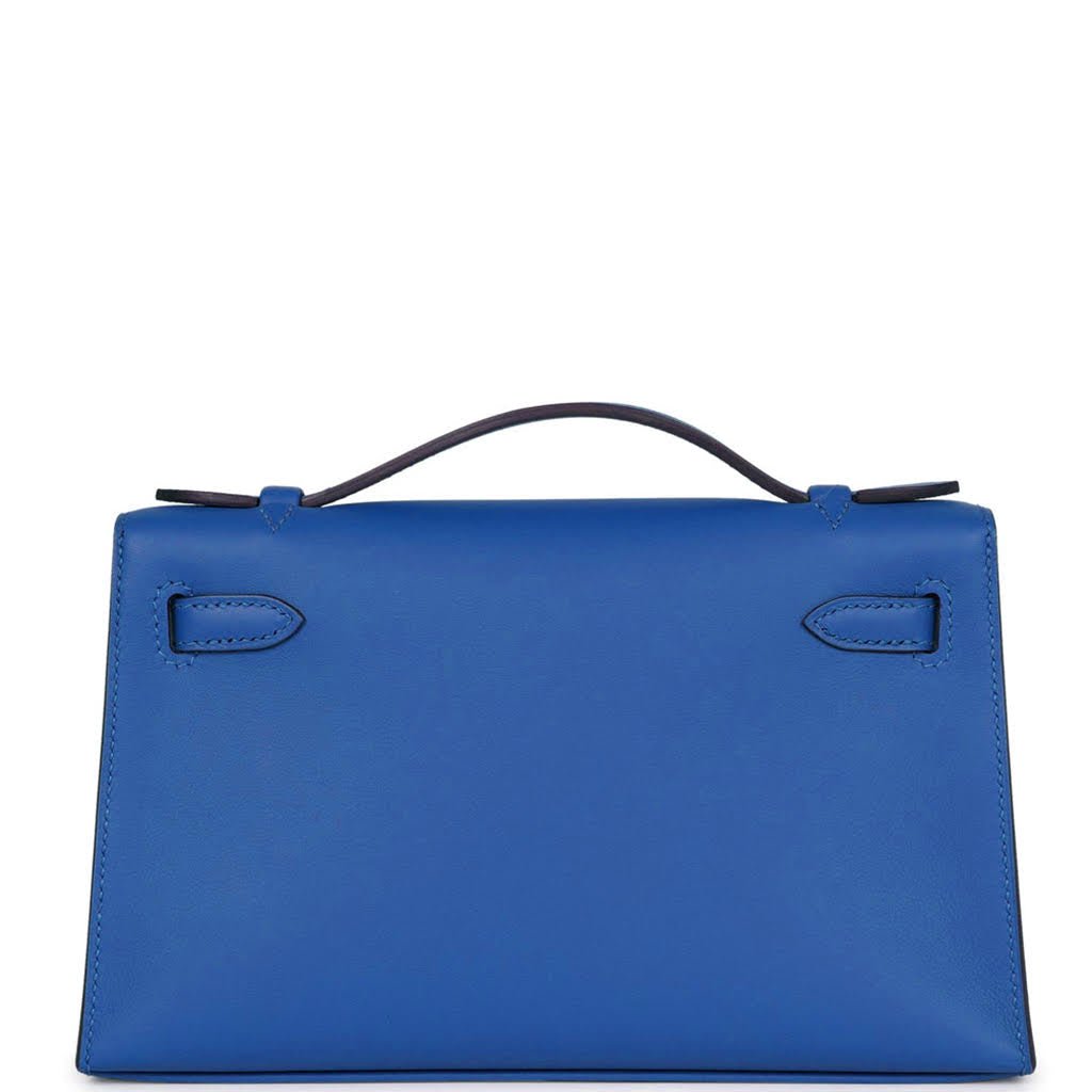 Hermes Kelly Pochette Bleu Royal Swift Palladium Hardware